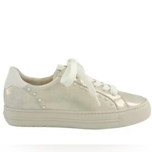 Leather Sneakers. color beige metallic Leather combo US sizes
